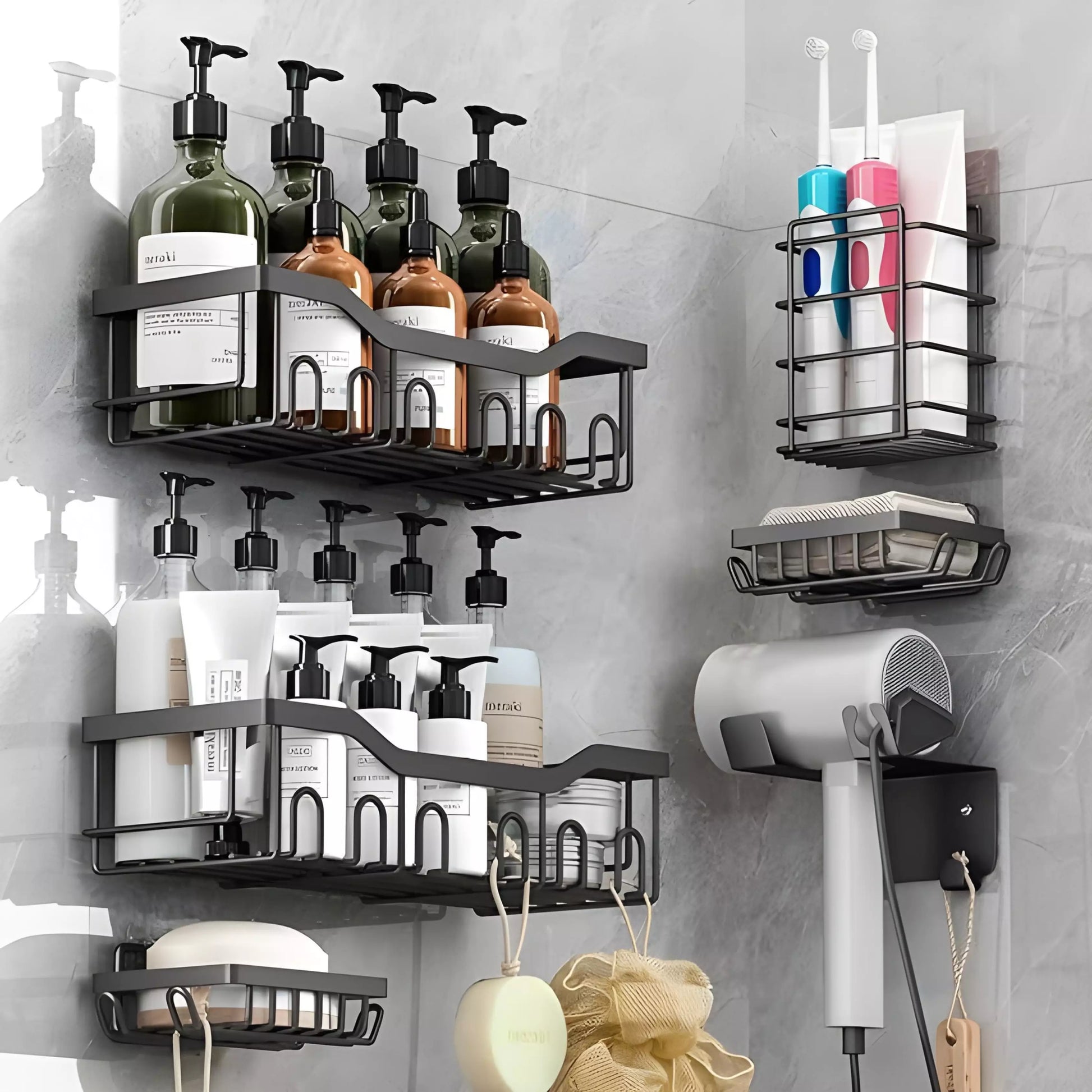 Etageres de Douche Auto-Adhesives – Ensemble de 6 Pièces
